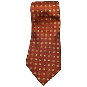Borelli Napoli Vintage Orange Medallion Print Silk Necktie Tie